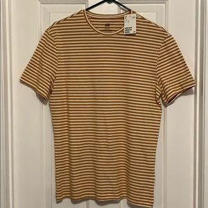 H&M Slim Fit T-Shirt ~ Mustard/White Stripes